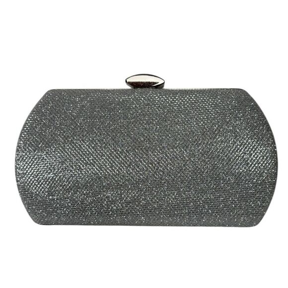 Silver Tone Metal Hardware Frame Glitter Fabric Clutch Evening Bag B72Q - Picture 4 of 7